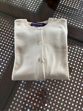 Purple label Collection Ralph Lauren Cream Knit Button-Front Cardigan cashmere